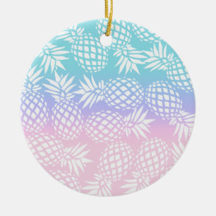 Elegant Girly Gradient Pineapple Pattern Colourful Ceramic Ornament
