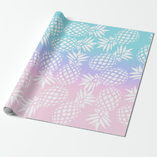 Elegant Girly Gradient Pineapple Pattern Colourful Wrapping Paper