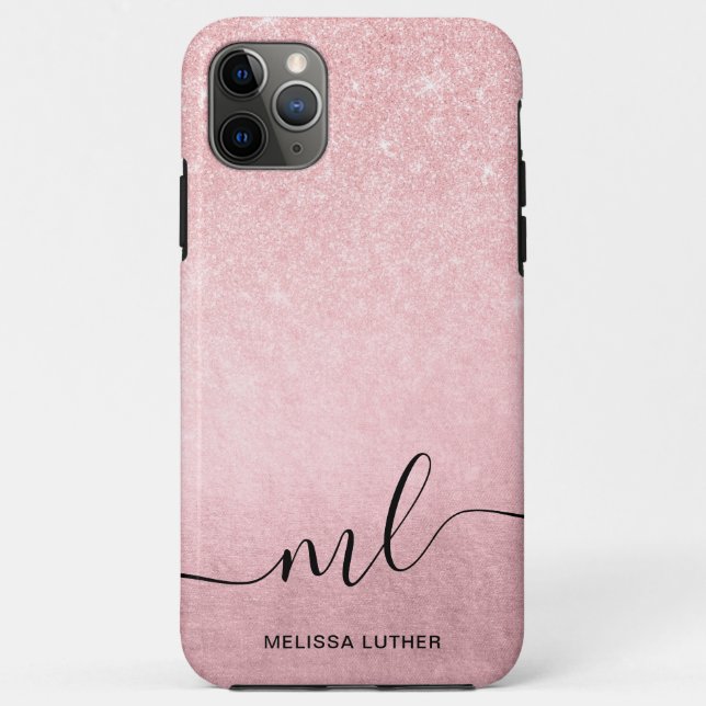 Elegant girly gradient pink rose gold glitter Case-Mate iPhone case (Back)
