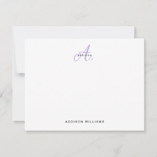 Elegant Girly Lavender Script Monogram Card