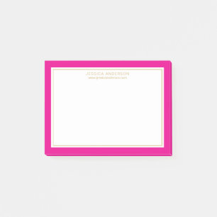 Elegant Girly Magenta Gold Border Personalized Post-it Notes