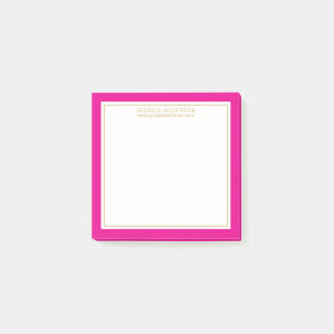 Elegant & Girly Magenta/White/Gold Personalized Post-it Notes
