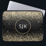 Elegant Girly Modern Gold Black Glitter Monogram Laptop Sleeve<br><div class="desc">Gold and Black Faux Glitter and Sparkle Elegant Monogrammed Initials Case. This case can be customized to include your initial and first name.</div>