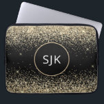 Elegant Girly Modern Gold Black Glitter Monogram Laptop Sleeve<br><div class="desc">Gold and Black Faux Glitter and Sparkle Elegant Monogrammed Initials Case. This case can be customized to include your initial and first name.</div>