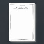 Elegant Girly Monogram Signature Black White Post-it Notes<br><div class="desc">Modern, Girly, Chic Elegant Signature Script Black and White Name Notes. It featuring a swirly hand lettered monogram/full name swash tail font script template and simple double (2) thin line border (frame). Easy to customize add your name. Perfect for girlfriend, mother, entrepreneur, business professional, office and teachers for any occasion....</div>