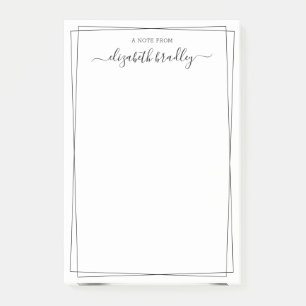 Elegant Girly Monogram Signature Black White Post-it Notes