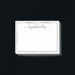 Elegant Girly Monogram Signature Black White Post- Post-it Notes<br><div class="desc">Modern, Girly, Elegant Chic Signature Script Black and White Name Notes. It featuring a swirly hand lettered monogram/full name swash tail font calligraphy script template and simple double (2) thin line border (frame). Easy to customize add your name. Perfect for girlfriend, mother, entrepreneur, business professional, office and teachers for any...</div>