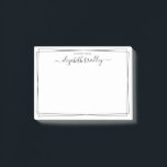 Elegant Girly Monogram Signature Black White Post- Post-it Notes<br><div class="desc">Modern, Girly, Elegant Chic Signature Script Black and White Name Notes. It featuring a swirly hand lettered monogram/full name swash tail font calligraphy script template and simple double (2) thin line border (frame). Easy to customize add your name. Perfect for girlfriend, mother, entrepreneur, business professional, office and teachers for any...</div>