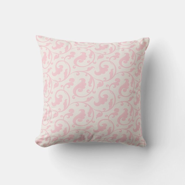 Elegant girly pastel pink floral pattern throw pillow (Front)