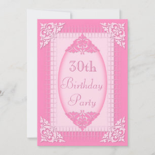 Elegant, Girly Pink 30th Birthday Invitation