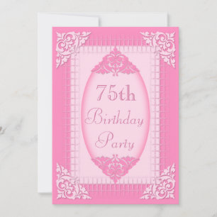 Elegant, Girly Pink 75th Birthday Invitation