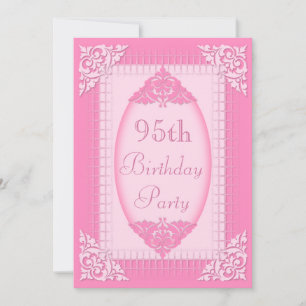 Elegant, Girly Pink 95th Birthday Invitation