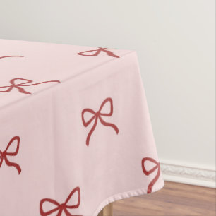 Elegant Girly Pink Bow Pattern Spring Summer Chic Tablecloth