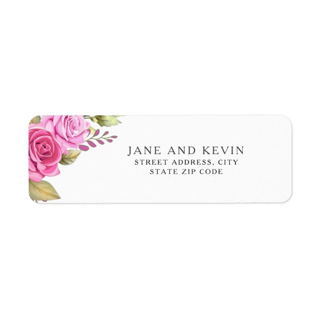 Elegant Girly Pink Floral Return Address  (Front)