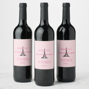 Elegant Girly Pink Paris Theme Bachelorette Party Wine Label