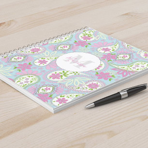 Elegant Girly Pink Preppy Paisley Print Pattern  Notebook