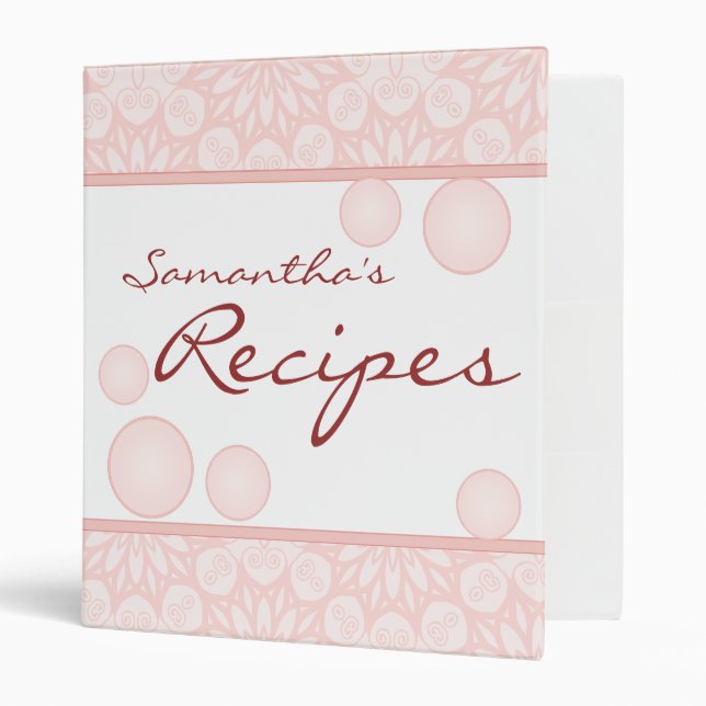 Elegant girly pink recipe book binder (Front/Inside)
