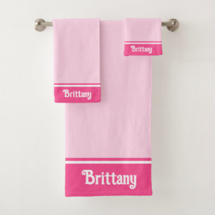 Elegant Girly Pink Shades Personalized Bath Towel Set