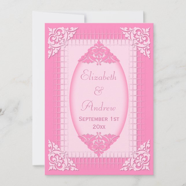 Elegant, Girly Pink Wedding Invitation (Front)