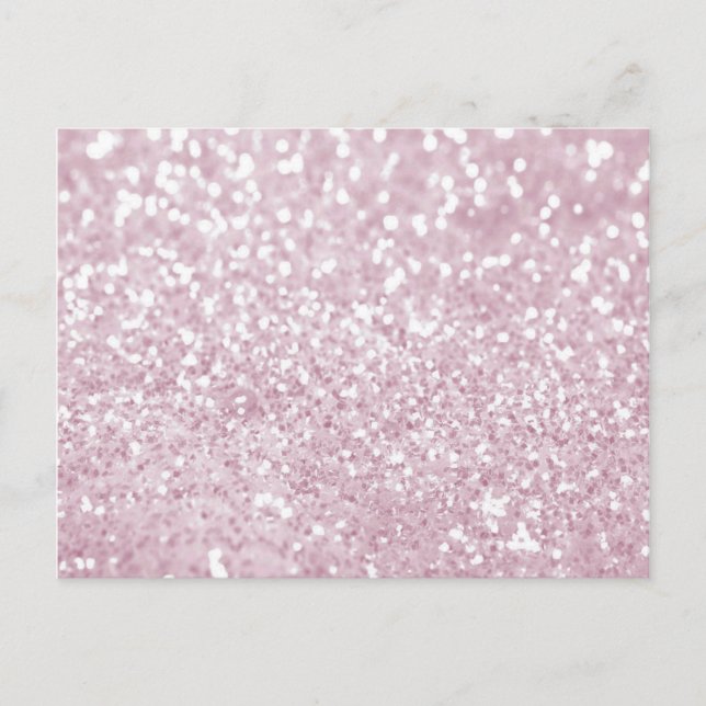 Elegant Girly Pink White Faux Glitter Postcard (Front)