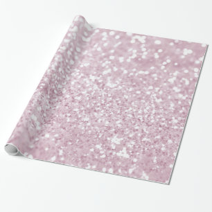 Elegant Girly Pink White Faux Glitter Wrapping Paper