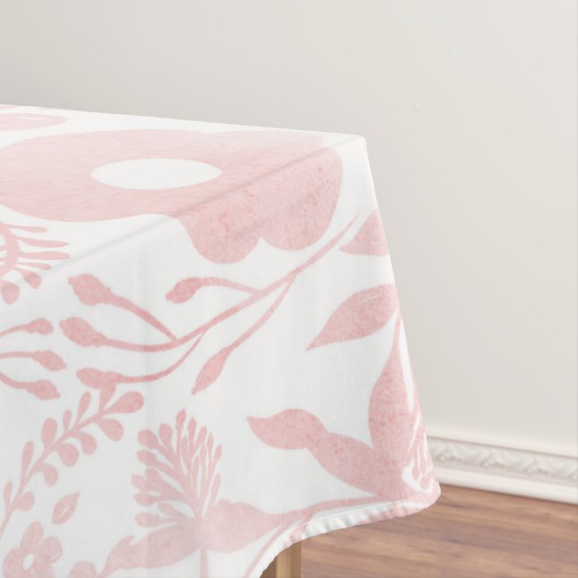 Elegant Girly Rose Gold Flowers Shapes Pattern Tablecloth (In Situ)