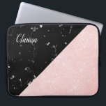 Elegant girly rose gold glitter & black marble laptop sleeve<br><div class="desc">Chick faux rose gold glitter & black marble geometric design.</div>