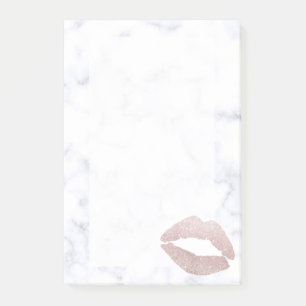 elegant girly rose gold glitter lips white marble post-it notes