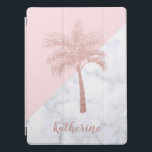 Elegant girly rose gold glitter palm white marble iPad pro cover<br><div class="desc">Trendy and stylish faux rose gold glitter palm,  pastel pink & white marble colour block.</div>