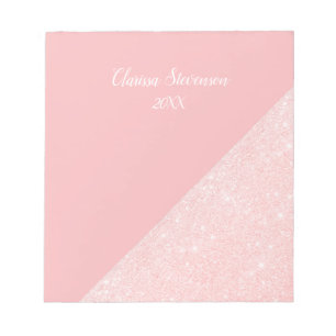 Elegant girly rose gold glitter & pastel pink notepad