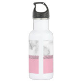 Elegant girly rose gold glitter white marble pink 532 ml water bottle (Back)