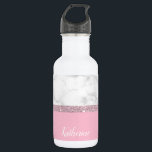 Elegant girly rose gold glitter white marble pink 532 ml water bottle<br><div class="desc">Modern faux rose gold,  white marble and pink.</div>