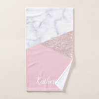 Elegant girly rose gold glitter white marble pink