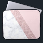 elegant girly rose gold glitter white marble pink laptop sleeve<br><div class="desc">Stylish and elegant geometric faux rose gold glitter,  white marble and pink colour block.</div>