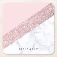 elegant girly rose gold glitter white marble pink