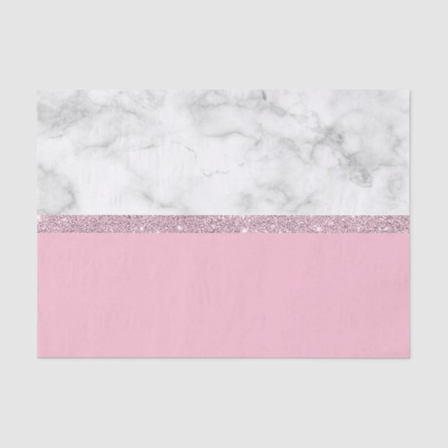 Elegant girly rose gold glitter white marble pink tissue paper (Front)
