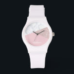 Elegant girly rose gold glitter white marble pink watch<br><div class="desc">Stylish and elegant geometric faux rose gold glitter,  white marble and pink colour block.</div>