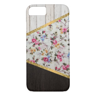 Elegant girly vintage roses  floral gold glitter iPhone 8/7 case