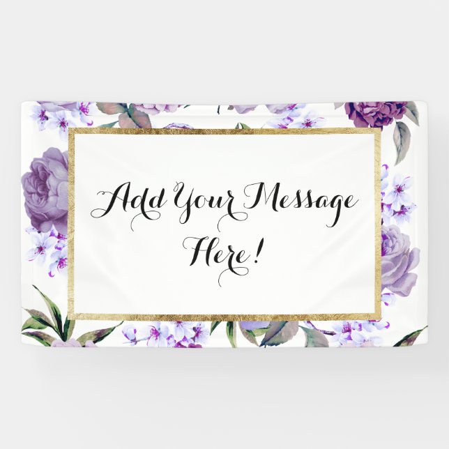 Elegant Girly Violet Lilac Purple Flowers Banner (Horizontal)