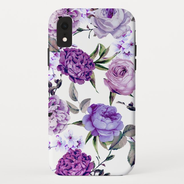 Elegant Girly Violet Lilac Purple Flowers Case-Mate iPhone Case (Back)