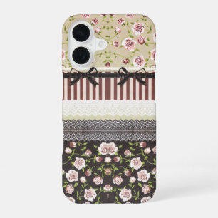 Elegant Girly White Lace And Pink Roses Case-Mate iPhone 16 Case