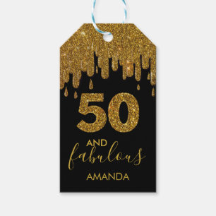 Elegant Glam 50th Birthday Gold Glitter Gift Tags