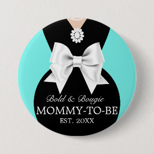 Elegant Glam Aqua Baby & Co Tiffany Baby Shower 3 Inch Round Button