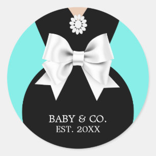 Elegant Glam Aqua Baby & Co Tiffany Baby Shower Classic Round Sticker