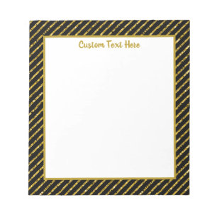 Elegant Glam Black Gold Glitter Sparkle Stripes Notepad