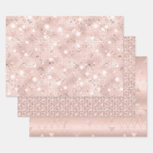 Elegant Glam Girly Blush Pink and Silver Wrapping Paper Sheet