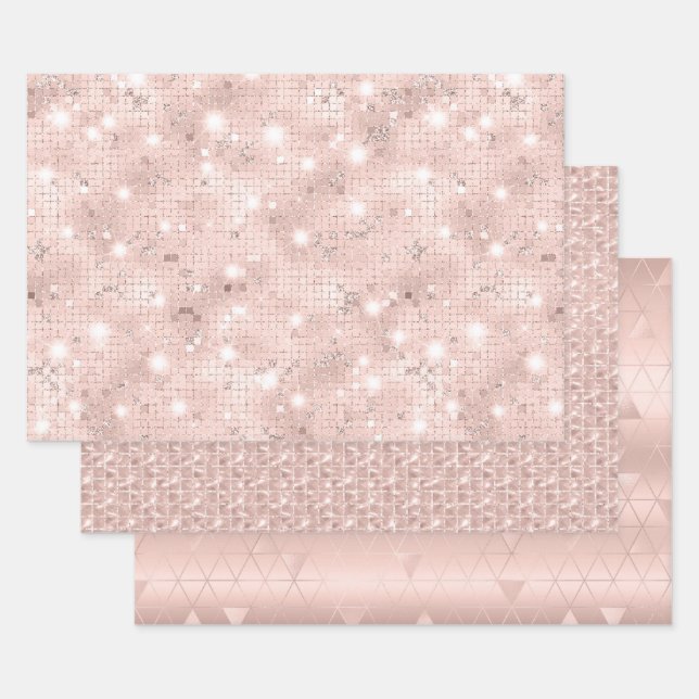 Elegant Glam Girly Blush Pink and Silver Wrapping Paper Sheet (Set)