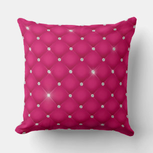Elegant Glam Glittering Tufted Diamond Crimson Throw Pillow