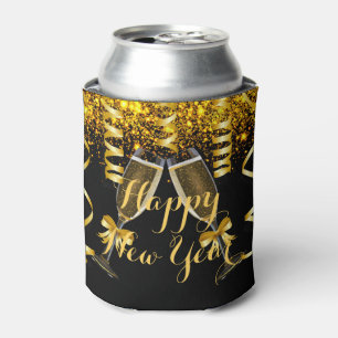 Elegant Glam Gold Black New Year`s Party Can Cooler