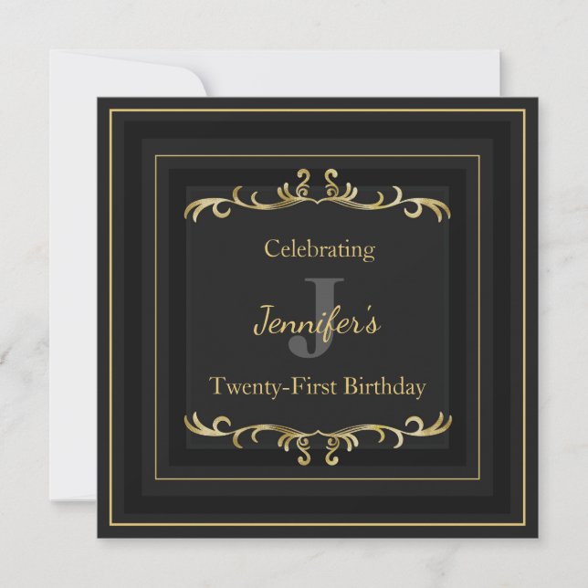 Elégant Glam Gold Invitation Anniversaire (Devant)